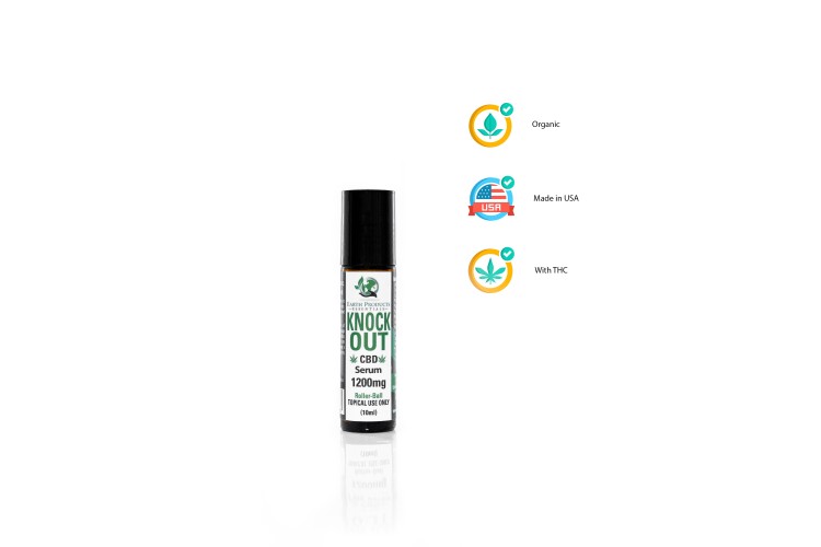 CBD Knock Out Serum 1200mg Topical (Travel-size Roller) - Full Spectrum (contains THC)